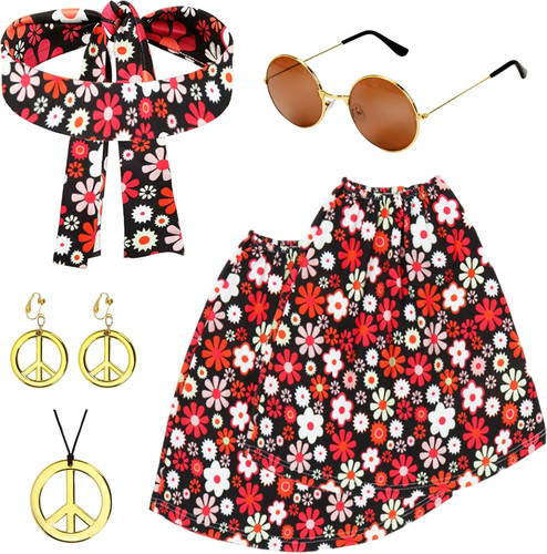 Hippie kostüm damen set 60er - hippie,