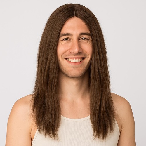 Hippie perücke braun glatt - perücke,